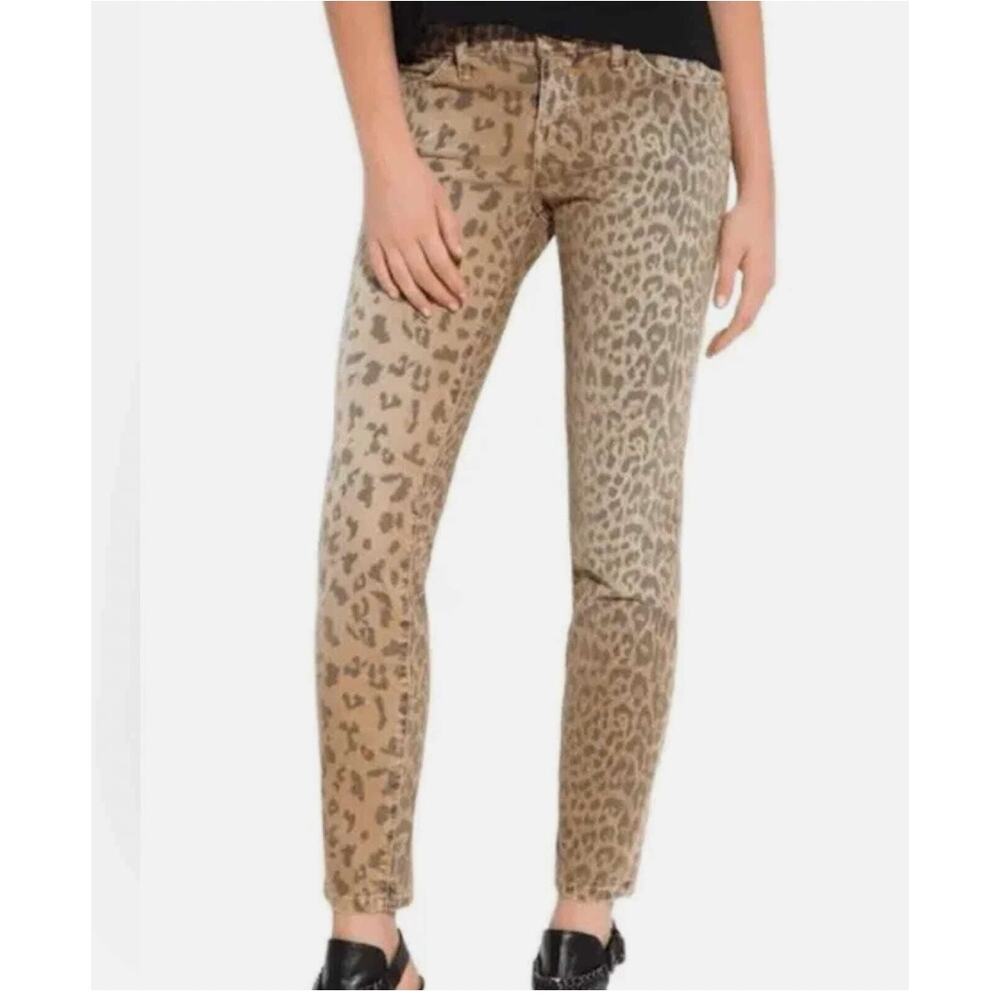 Current Elliott The Stiletto Jeans in Camel Leopard sz 32 aso celebrities